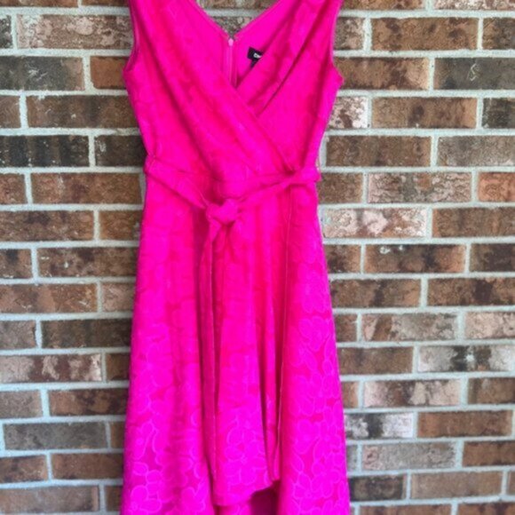 DKNY Sleeveless Double-V Faux Wrap Belted Evening Cocktail Dress S 6 fuchsia - Picture 2 of 16